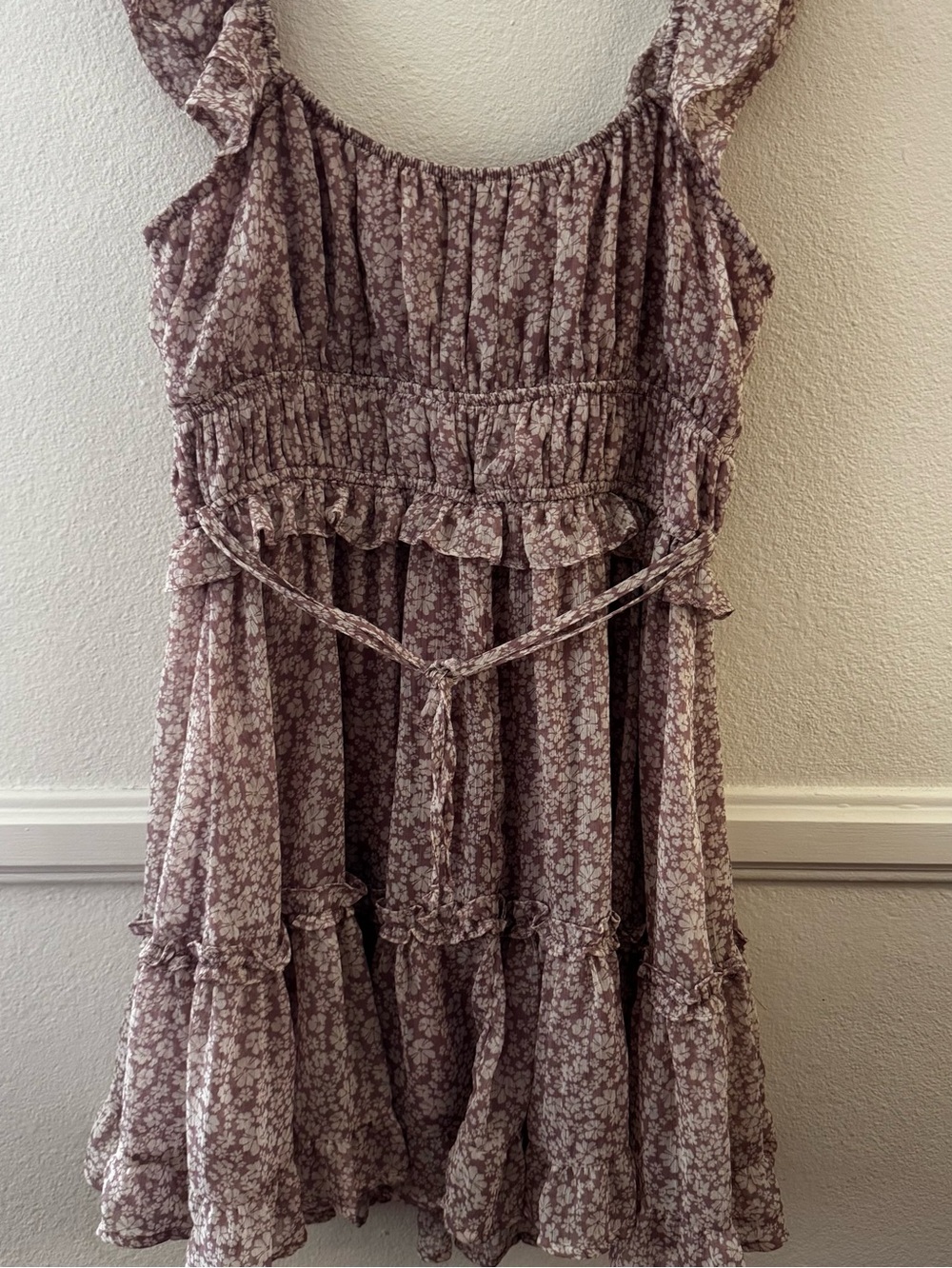 Trixxi Lilac with white Floral Smocked Tiered Sundress - Picture 2 of 4